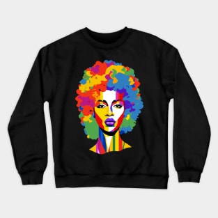 Colorful Afro Woman Pop Art Crewneck Sweatshirt